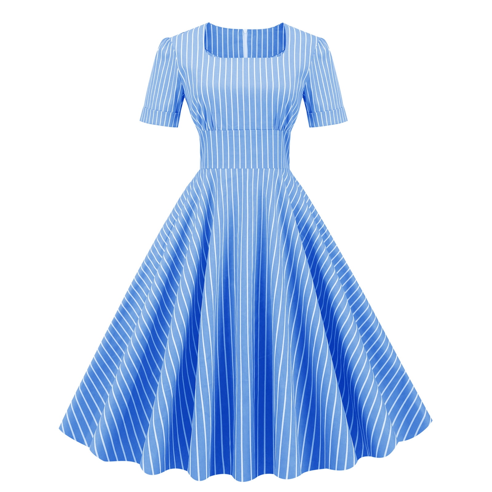 IBTOM CASTLE Women Polka Dots Vintage Dress 1950s Retro Rockabilly Swing  Dress Ladies Cocktail Tea Party Summer Casual Dresses M Blue-Striped -  Walmart.com