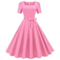 thumbnail image 1 of IBTOM CASTLE Women Polka Dots Vintage Dress 1950s Retro Rockabilly Swing Dress Ladies Cocktail Tea Party Summer Casual Dresses XL Pink, 1 of 9