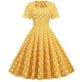 thumbnail image 1 of IBTOM CASTLE Women Polka Dots Vintage Dress 1950s Retro Rockabilly Swing Dress Ladies Cocktail Tea Party Summer Casual Dresses XL Yellow-Dots, 1 of 8
