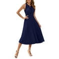 thumbnail image 1 of IBTOM CASTLE Women Summer Casual Pleated Midi Dress Tie Neck Swiss Dot Formal Shirred Waist Wedding Guest Swing Dress XXL Blue, 1 of 7