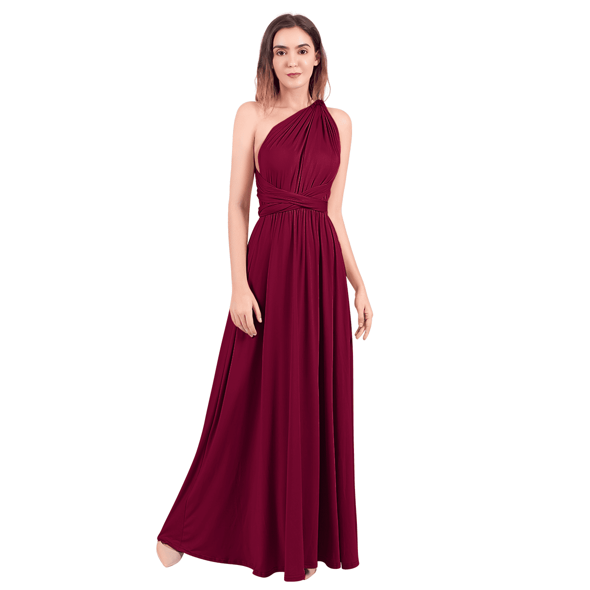 IBTOM CASTLE Women Transformer Evening Dress Maxi Cocktail Wrap Convertible  Multi Way Floor Long Formal Gown M Wine Red