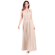 IBTOM CASTLE Women Transformer Evening Dress Maxi Cocktail Wrap Convertible Multi Way Floor Long Formal Gown M Khaki