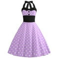 thumbnail image 1 of IBTOM CASTLE Women Vintage 50's 60's Rockabilly Audrey Hepburn Tea Dress Halter Polka Dot Wedding Cocktail 1950s Party Swing Short Gown L Purple, 1 of 8