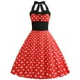 thumbnail image 1 of IBTOM CASTLE Women Vintage 50's 60's Rockabilly Audrey Hepburn Tea Dress Halter Polka Dot Wedding Cocktail 1950s Party Swing Short Gown S Red, 1 of 8