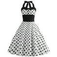 thumbnail image 1 of IBTOM CASTLE Women Vintage 50's 60's Rockabilly Audrey Hepburn Tea Dress Halter Polka Dot Wedding Cocktail 1950s Party Swing Short Gown XL White, 1 of 8