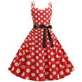 thumbnail image 1 of IBTOM CASTLE Women Vintage Polka Dots Spaghetti Strap Dress 1950s Rockabilly Cocktail Tea Party Homecoming Swing Dresses M Red, 1 of 8