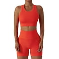 thumbnail image 1 of IBTOM CASTLE Women Workout Sets 2 Piece Seamless Ribbed Tank Top Sport Bra + High Waist Biker Shorts Gym Yoga Exercise Outfits S Orange, 1 of 7