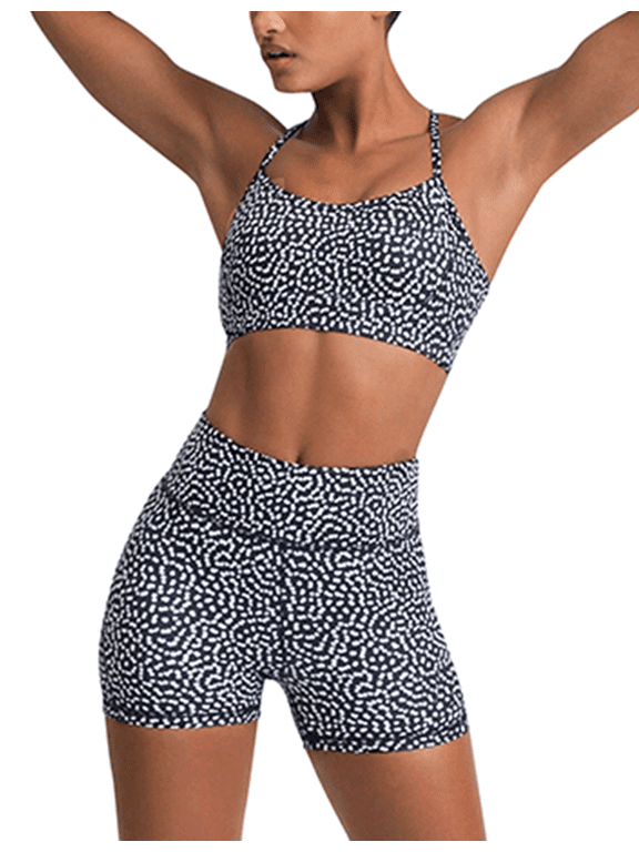 Women Workout Sets Yoga Outfits, Sports Bra and High Waist Leggings Gym Clothes Tracksuit, 2-Piece XS Black Polka Dots
