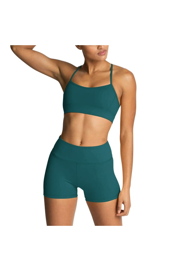 Women Workout Sets Yoga Outfits, Sports Bra and High Waist Leggings Gym Clothes Tracksuit, 2-Piece XS Lake Blue