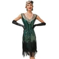 thumbnail image 1 of IBTOM CASTLE Women’s 1920s Vintage Flapper Dress Gatsby Sequins Fringe Tassels Dresses Wedding Party Cocktail Evening Gown XXL Green - Sequin, 1 of 8