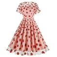 thumbnail image 1 of IBTOM CASTLE Women's 1950s Vintage Dress Short Sleeve Heart Print Mesh Retro Evening Prom Cocktail Party Swing A-Line Dress for Valentine's Day L Pink - Strawberry, 1 of 8