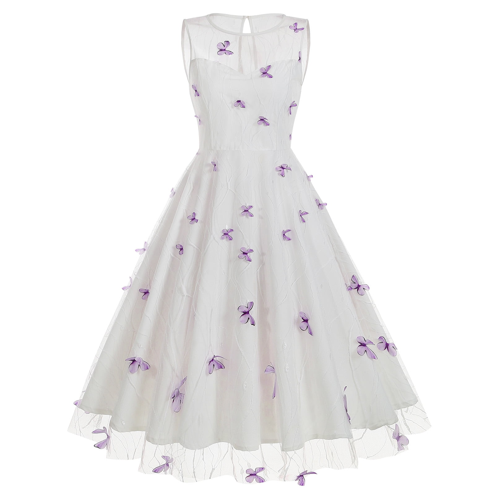 white dress with purple butterflies Girls - White/Butterflies Ladybug Dress - Size: 8-10Y