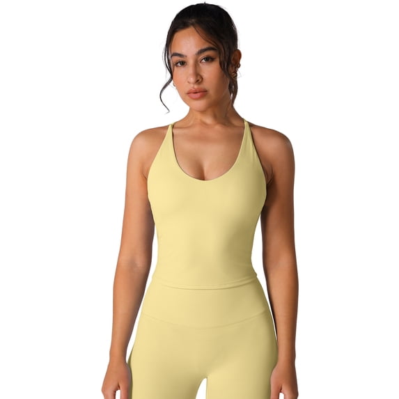 IBTOM CASTLE Women's 2 Piece Workout Set Racerback Cropped Tank Top Matching High Waist Shorts Yoga Gym Pilates Outfits S Brown