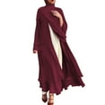 thumbnail image 1 of IBTOM CASTLE Women's Chiffon Muslim Cardigan Kaftan Middle East Arabian Abaya Dress Casual Islamic Cover up Long Dresses M Wine Red, 1 of 8