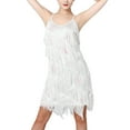thumbnail image 1 of IBTOM CASTLE Women's Flapper Dress 1920s Sequin Tassel Latin Party Cocktail Dress Ballroom Dance Costume Vintage Fringe Dress 3XL White, 1 of 8