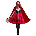 thumbnail image 1 of IBTOM CASTLE Women's Little Red Riding Hood Costume Halloween Christmas Party Dress up with Hooded Cloak Velvet Cape for Photo Prop M Red, 1 of 8