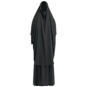 IBTOM CASTLE Women's Muslim Prayer Dress Hijab Scarf Eid Prayer Jilbab Khimar Niqab Burka Abaya Maxi Islamic Arabian Modest Cardi Robe Black