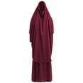 thumbnail image 1 of IBTOM CASTLE Women's Muslim Prayer Dress Hijab Scarf Prayer Abaya Maxi Islamic Modest Cardi Robe Wine Red, 1 of 7