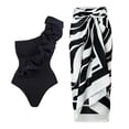 thumbnail image 1 of IBTOM CASTLE Women's One Piece Swimsuit with Beach Cover up Wrap Skirt Sarong Halter Floral Print Bikini Set Two Piece Bathing Suit L Black - Zebra, 1 of 3