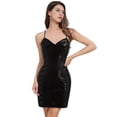 thumbnail image 1 of IBTOM CASTLE Women's Sequin Mini Dress Sparkly Glitter Strap V-Neck Bodycon Cocktail Party Homcoming Short Dresses L Black, 1 of 8