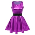 thumbnail image 1 of IBTOM CASTLE Women's Shiny Metallic Dress Sexy Sleeveless Mini Skater Dress Holographic Party Rave Dance Clubwear Anime Cosplay Halloween Clothes M Purple, 1 of 8