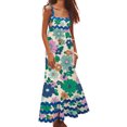 thumbnail image 1 of IBTOM CASTLE Women's Summer Casual Dress Spaghetti Long Maxi Sundress Elegant Empire Waist Beach Trendy Weeding Guest Dress M Green Flower Print, 1 of 5