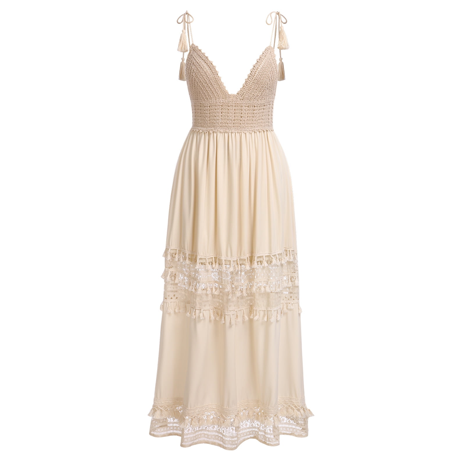 IBTOM CASTLE Women's Summer Slip Boho Maxi Dress Lace Up Tassel V Neck Flare Wedding Beach Dresses Holiday Outfit Photo Shoot L Beige Tassels - Walmart Business Supplies IBTOM CASTLE Women's Summer Slip Boho Maxi Dress Lace Up Tassel V Neck Flare Wedding Beach Dresses Holiday Outfit Photo Shoot L Beige Tassels - Walmart Business Supplies
