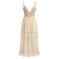 thumbnail image 1 of IBTOM CASTLE Women's Summer Slip Boho Maxi Dress Lace Up Tassel V Neck Flare Wedding Beach Dresses Holiday Outfit Photo Shoot M Beige Tassels, 1 of 7