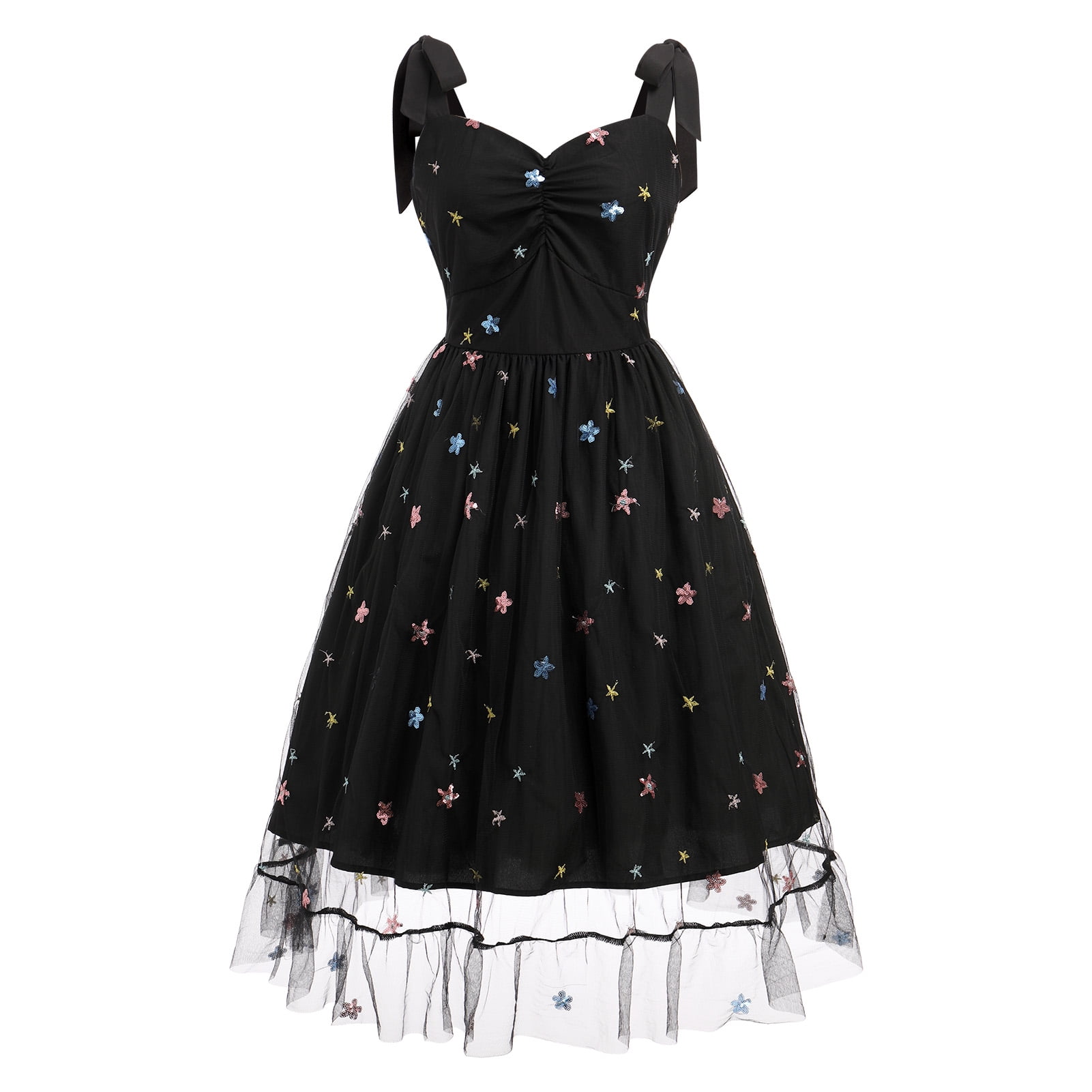 sachin and babi light blue dress Blue Sparkly Formal Dress Puffy Short Sleeves Star Prom Dress