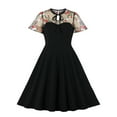 thumbnail image 1 of IBTOM CASTLE Women's Vintage 1950s Cocktail Party Polka Dots Prom Audrey Tea Dress Retro Swing Hepburn Party Gown L Floral Black, 1 of 8