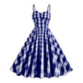 thumbnail image 1 of IBTOM CASTLE Women's Vintage 1950s Cocktail Party Swing Dress Summer Sleeveless Halter Retro Wedding Formal A-line Midi Dresses S Dark Blue, 1 of 8