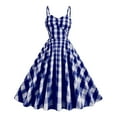 thumbnail image 1 of IBTOM CASTLE Women's Vintage 1950s Cocktail Party Swing Dress Summer Sleeveless Halter Retro Wedding Formal A-line Midi Dresses XL Dark Blue, 1 of 8