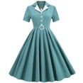 thumbnail image 1 of IBTOM CASTLE Women's Vintage Dress Plaid Floral Cocktail Party Swing Dresses 1950s Retro Gown Wedding Formal A-line Midi Dresses L Green Plaid, 1 of 8