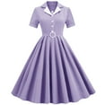 thumbnail image 1 of IBTOM CASTLE Women's Vintage Dress Plaid Floral Cocktail Party Swing Dresses 1950s Retro Gown Wedding Formal A-line Midi Dresses L Purple Plaid, 1 of 8