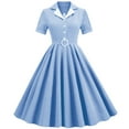 thumbnail image 1 of IBTOM CASTLE Women's Vintage Dress Plaid Floral Cocktail Party Swing Dresses 1950s Retro Gown Wedding Formal A-line Midi Dresses XL Light Blue Plaid, 1 of 1