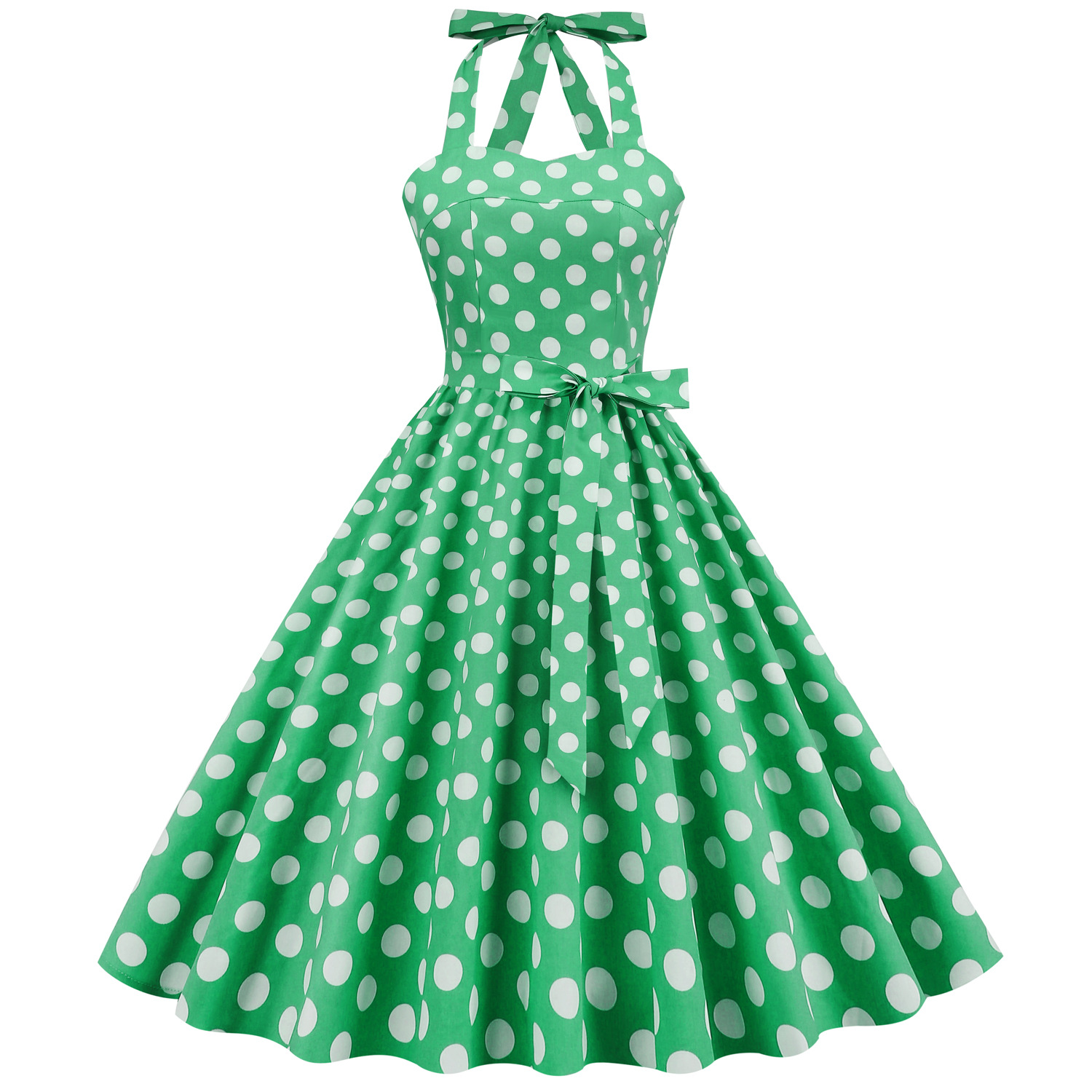 Robe Vintage Années 50 Femme – Pois Rockabilly Audrey Hepburn – Swing Plissée Manches Courtes – Cocktail & Mariage