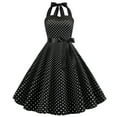 thumbnail image 1 of IBTOM CASTLE Women's Vintage Polka Dot Dress 1950s Halter Retro Cocktail Prom Dress Rockabilly Wedding 50's 60's Party Dress L Black, 1 of 8
