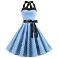 thumbnail image 1 of IBTOM CASTLE Women's Vintage Polka Dot Dress 1950s Halter Retro Cocktail Prom Dress Rockabilly Wedding 50's 60's Party Dress XL Light Blue, 1 of 8