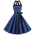thumbnail image 1 of IBTOM CASTLE Women's Vintage Polka Dot Dress 1950s Halter Retro Cocktail Prom Dress Rockabilly Wedding 50's 60's Party Dress XXL Dark Blue, 1 of 8