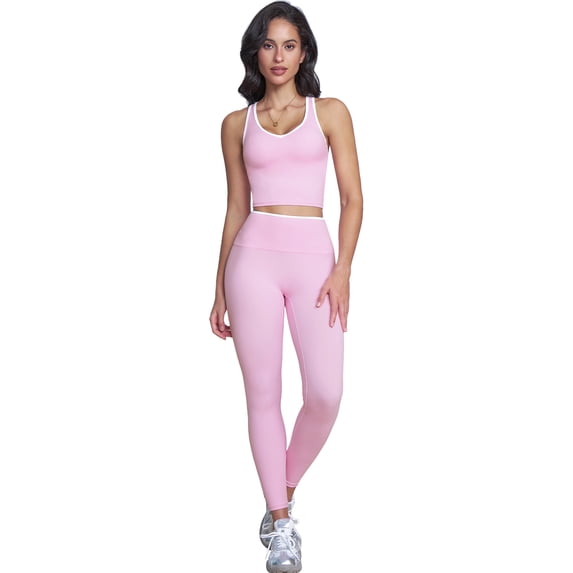 IBTOM CASTLE Womens Color Block Workout Sets Racerback Tank Top High Waist Leggings Gym Set Yoga Pilates Outfits Pink
