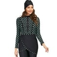 thumbnail image 1 of IBTOM CASTLE Womens Muslim Islamic Long Sleeve Burkini Swimsuits Swimwear Modest Hijab Top+Pants Rashguard Full Cover Floral Bathing Suit 4XL Green Plaid, 1 of 2