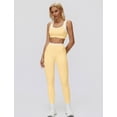 thumbnail image 1 of IBTOM CASTLE Womens Two Piece Workout Sets Double Layer Sports Bra Matching Tummy Control High Wait Leggings Active Gym Outfit Yellow, 1 of 7