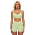 thumbnail image 1 of IBTOM CASTLE Womens Workout Sets Color Block Sports Bra Matching High Waist Shorts 2 Piece Gym Yoga Pilates Outfits Light Green, 1 of 7