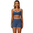 thumbnail image 1 of IBTOM CASTLE Workout Sets for Women 2 Piece Color Block Strappy Sports Bra High Waist Shorts Gym Yoga Pilates Outfits Blue, 1 of 7
