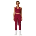 thumbnail image 1 of IBTOM CASTLE Workout Sets for Women 2 Piece Seamless Halter Tank Top Scrunch Butt Lifting High Waist Leggings Gym Sets Active Wear Cherry Red, 1 of 7