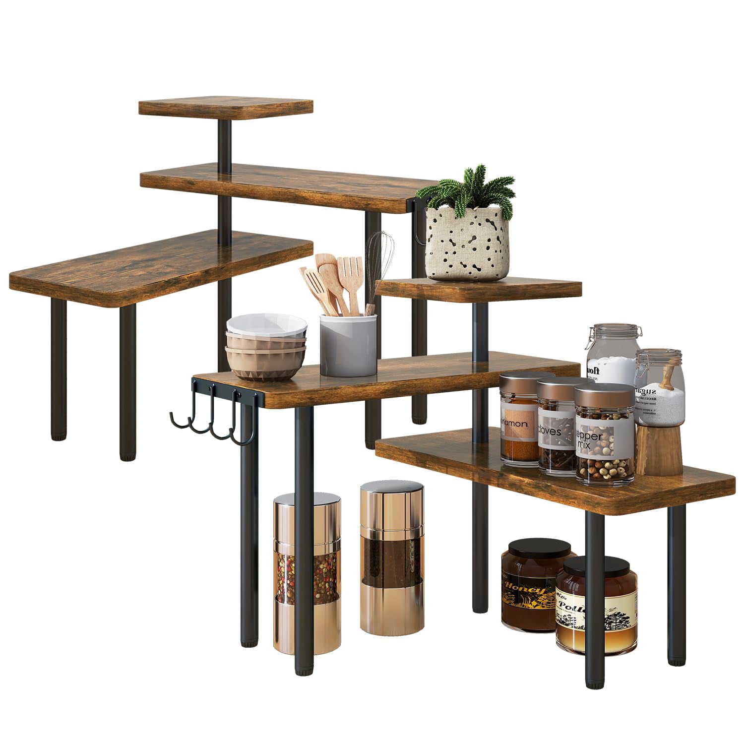 IBUYKE Aanrecht Organizer, 3-Tier Spice Racks, Keuken Counter Hoekplank