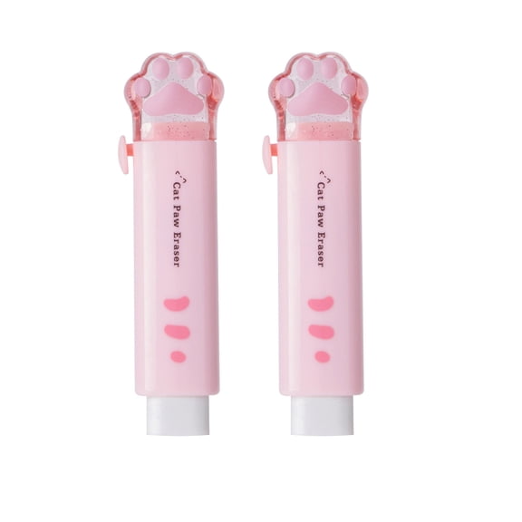 IBaodan Cat Paw Eraser Set - Sliding Mechanism for Clean Corrections - Cute Animal Design - Plastic & Calcium Carbonate - 9.5cm for Office & Home