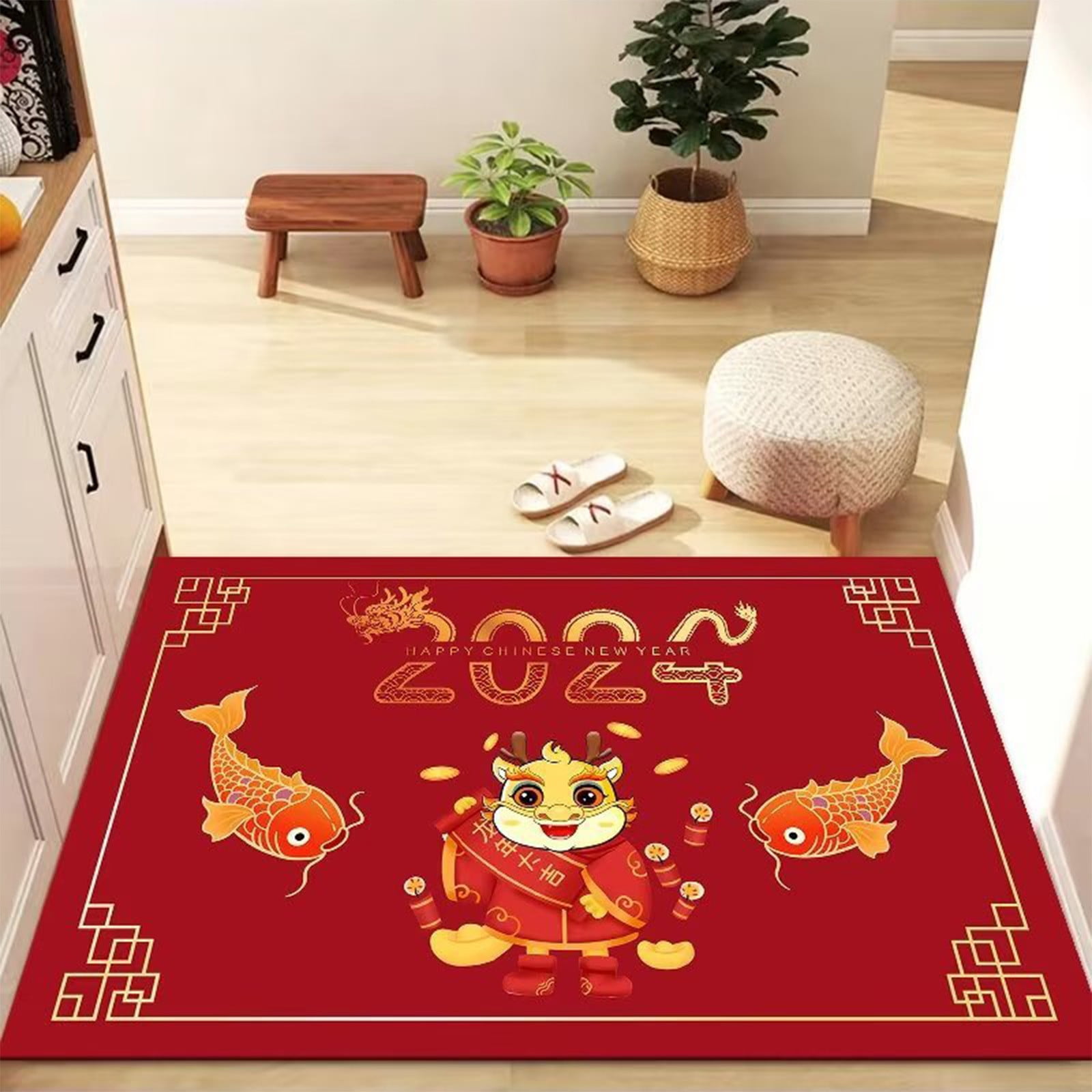IBaodan Clearance sale Holiday Rugs Happy New Year Door Mat Chinese