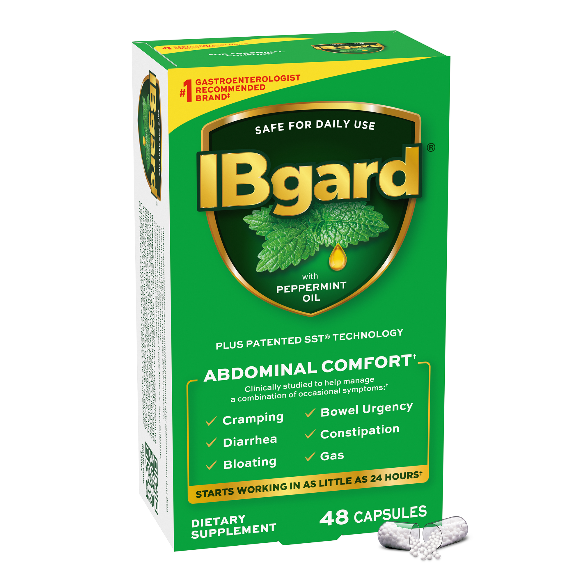 IBgard Digestive Gut Health Supplement for a Combination of Occasional Symptoms: Cramping, Bowel Urgency, Diarrhea, Constipation, Bloating & Gas, 48ct (Packaging May Vary) - image 1 of 9