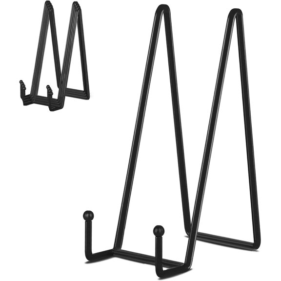 IBosins 5 Pack 10 Inch Plate Holder Display Stands, Large Metal Black Frame Stand for Picture, Book, Photo Easel, Creation, Collectibles